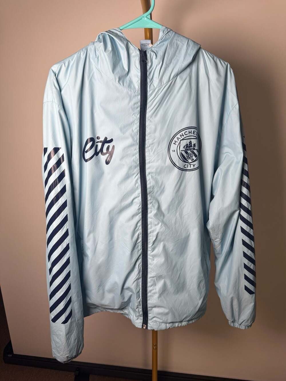 Manchester City FC Official Soccer Gift Mens Jacket Windbreaker Size L